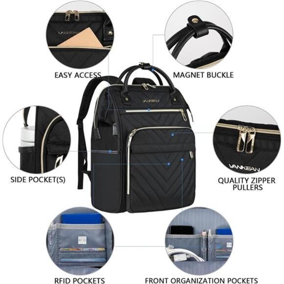 17 Inch Laptop Backpack for Women Men Fashion Computer Work Bag, Large - Picture 6 of 7